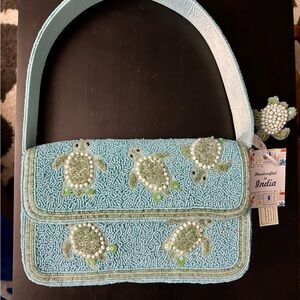 Viral Handcrafted in India Beaded Sea Turtle Shoulder Bag